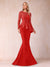 Sheath/Column Scoop Long Sleeves Floor-Length Mother of the Bride Dresses with Rhinestone