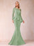 Sheath/Column Scoop Long Sleeves Floor-Length Mother of the Bride Dresses with Rhinestone