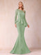 Sheath/Column Scoop Long Sleeves Floor-Length Mother of the Bride Dresses with Rhinestone