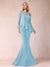 Sheath/Column Scoop Long Sleeves Floor-Length Mother of the Bride Dresses with Rhinestone