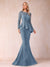 Sheath/Column Scoop Long Sleeves Floor-Length Mother of the Bride Dresses with Rhinestone