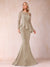 Sheath/Column Scoop Long Sleeves Floor-Length Mother of the Bride Dresses with Rhinestone