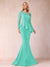 Sheath/Column Scoop Long Sleeves Floor-Length Mother of the Bride Dresses with Rhinestone