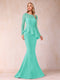 Sheath/Column Scoop Long Sleeves Floor-Length Mother of the Bride Dresses with Rhinestone