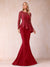 Sheath/Column Scoop Long Sleeves Floor-Length Mother of the Bride Dresses with Rhinestone