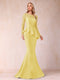 Sheath/Column Scoop Long Sleeves Floor-Length Mother of the Bride Dresses with Rhinestone