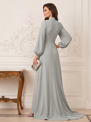 A-Line/Princess V-Neck Long Sleeves Floor-Length Mother of the Bride Dresses with Embroidery