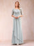 A-Line/Princess Scoop Half Sleeves Floor-Length Mother of the Bride Dresses with Lace & Applique