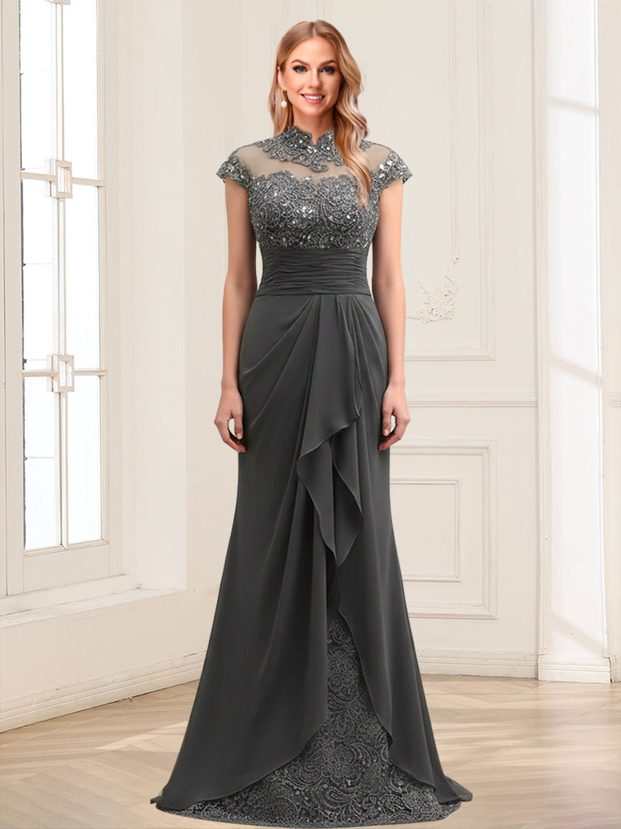 Sheath/Column Scoop Sleeveless Floor-Length Mother of the Bride Dresses with Lace &amp; Applique
