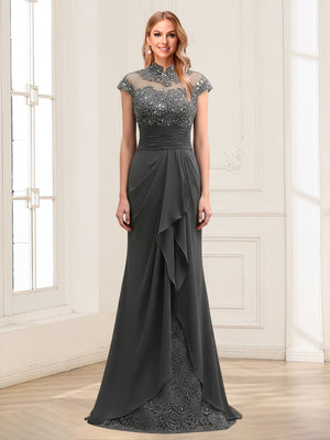 Sheath/Column Scoop Sleeveless Floor-Length Mother of the Bride Dresses with Lace & Applique