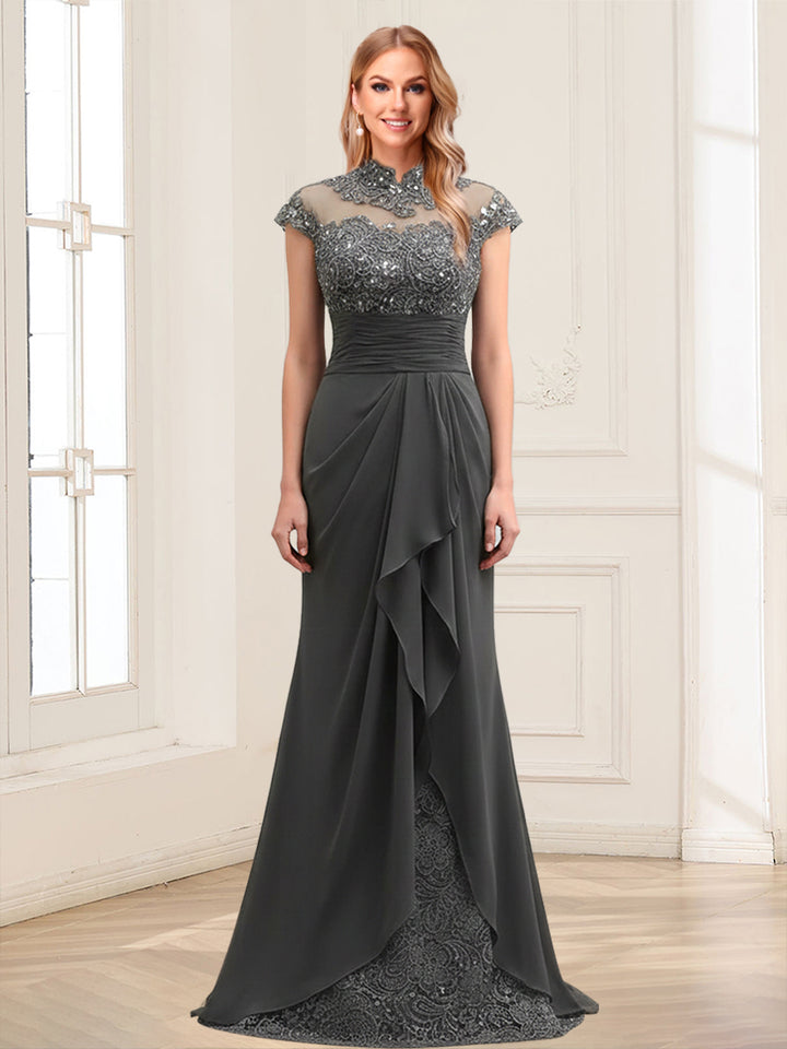 Sheath/Column Scoop Sleeveless Floor-Length Mother of the Bride Dresses with Lace &amp; Applique