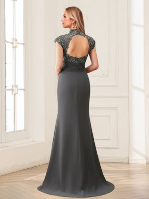 Sheath/Column Scoop Sleeveless Floor-Length Mother of the Bride Dresses with Lace & Applique