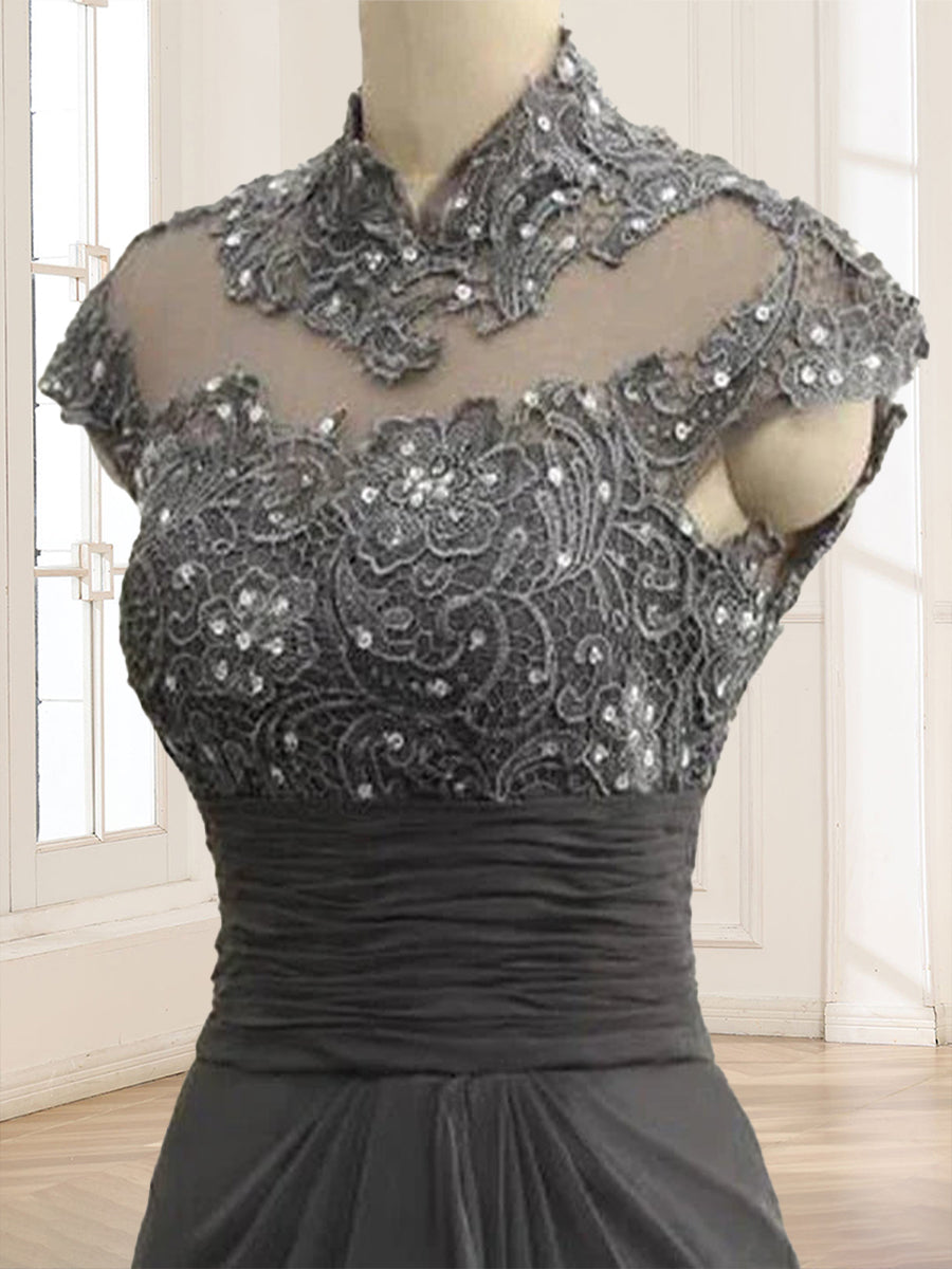 Sheath/Column Scoop Sleeveless Floor-Length Mother of the Bride Dresses with Lace &amp; Applique
