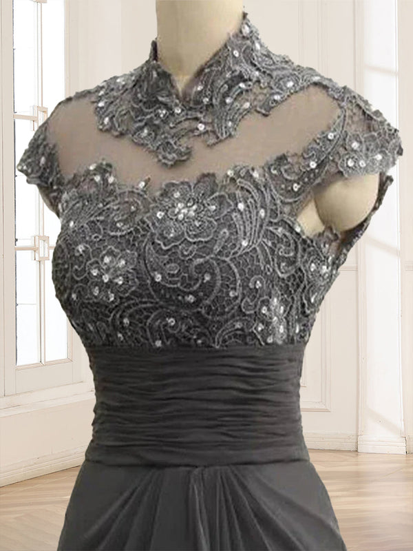 Sheath/Column Scoop Sleeveless Floor-Length Mother of the Bride Dresses with Lace & Applique