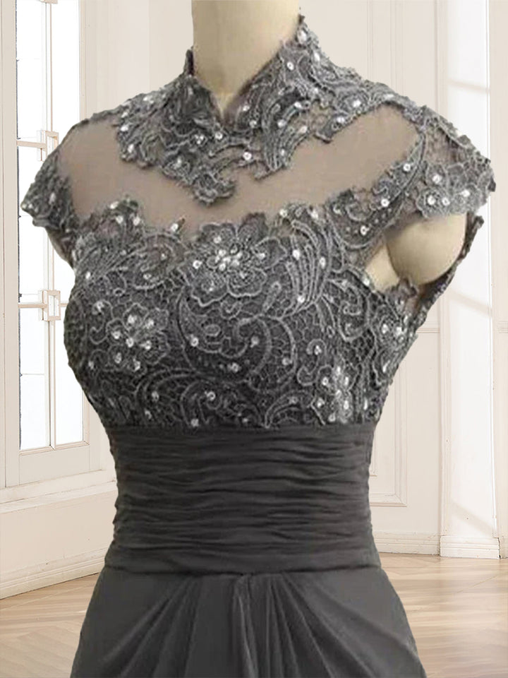 Sheath/Column Scoop Sleeveless Floor-Length Mother of the Bride Dresses with Lace &amp; Applique
