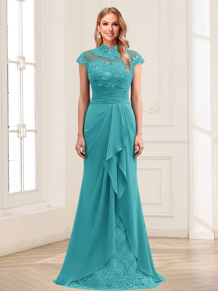 Sheath/Column Scoop Sleeveless Floor-Length Mother of the Bride Dresses with Lace &amp; Applique