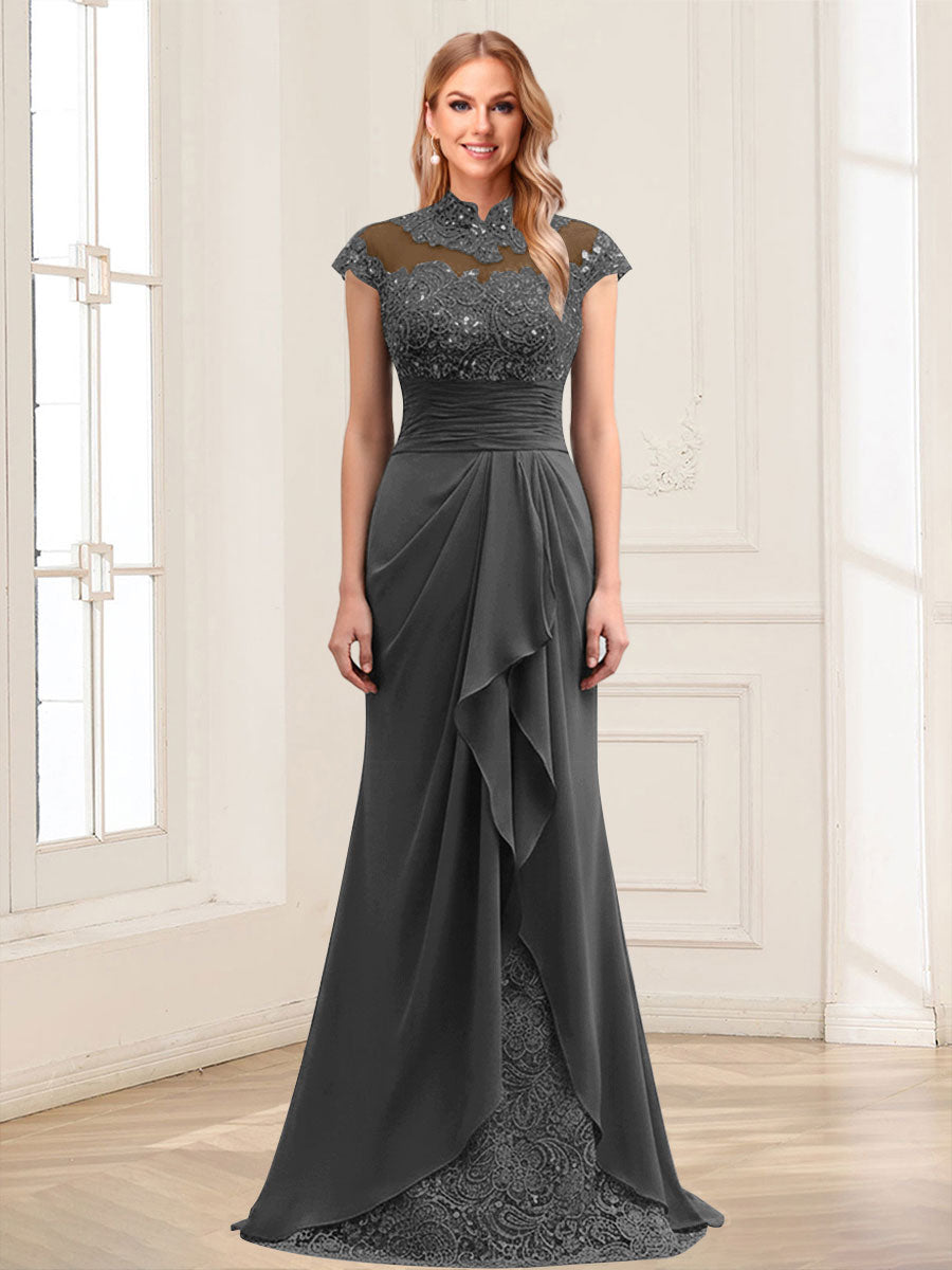 Sheath/Column Scoop Sleeveless Floor-Length Mother of the Bride Dresses with Lace &amp; Applique