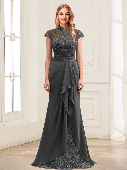 Sheath/Column Scoop Sleeveless Floor-Length Mother of the Bride Dresses with Lace & Applique