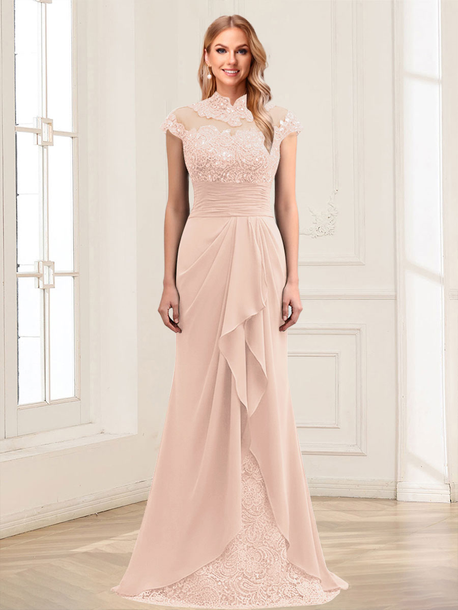 Sheath/Column Scoop Sleeveless Floor-Length Mother of the Bride Dresses with Lace &amp; Applique