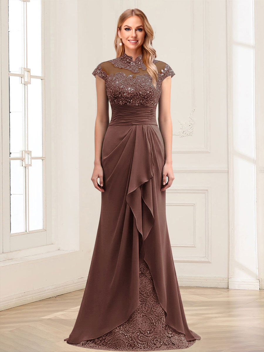 Sheath/Column Scoop Sleeveless Floor-Length Mother of the Bride Dresses with Lace &amp; Applique