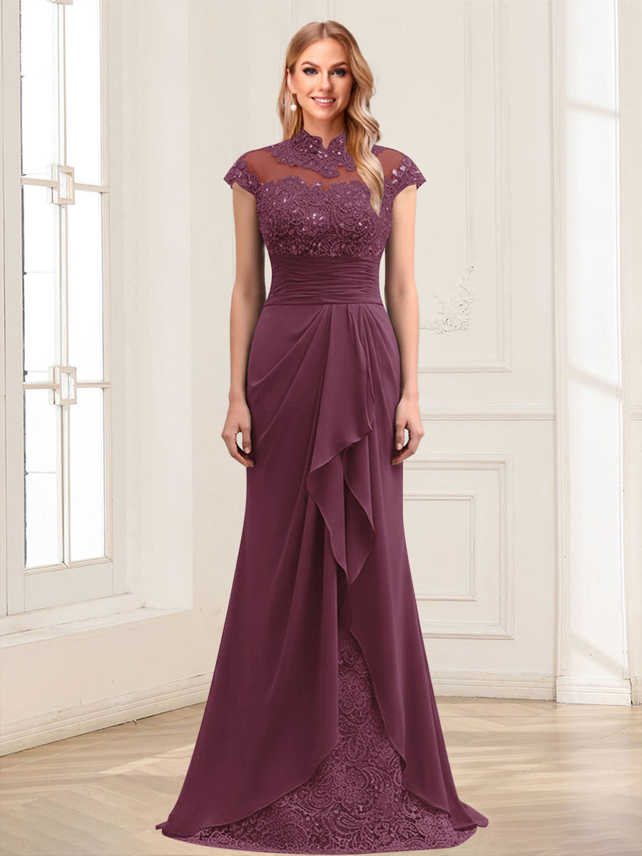 Sheath/Column Scoop Sleeveless Floor-Length Mother of the Bride Dresses with Lace & Applique
