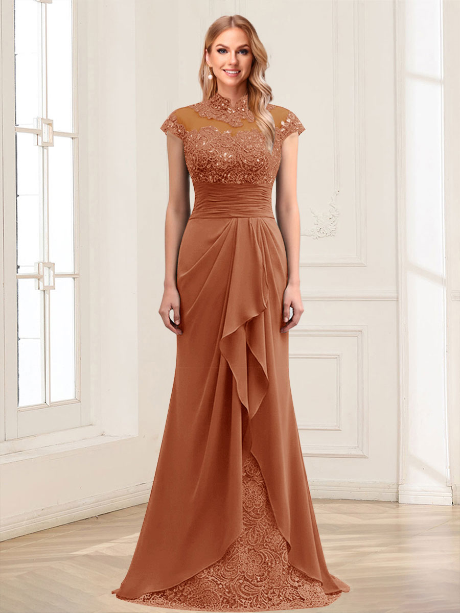 Sheath/Column Scoop Sleeveless Floor-Length Mother of the Bride Dresses with Lace &amp; Applique