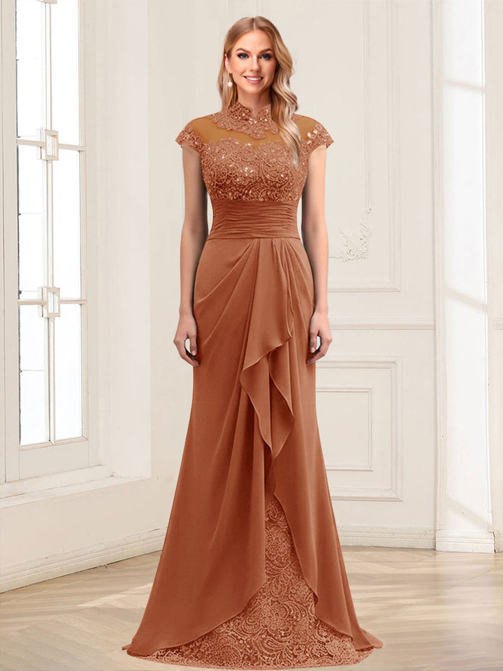 Sheath/Column Scoop Sleeveless Floor-Length Mother of the Bride Dresses with Lace &amp; Applique