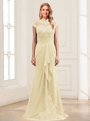 Sheath/Column Scoop Sleeveless Floor-Length Mother of the Bride Dresses with Lace & Applique