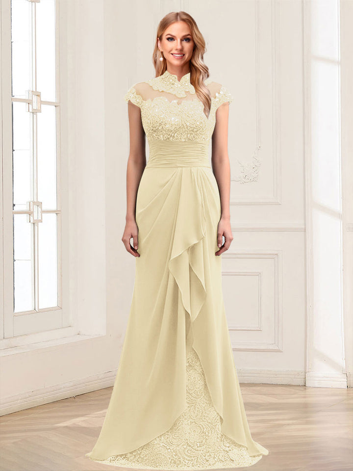 Sheath/Column Scoop Sleeveless Floor-Length Mother of the Bride Dresses with Lace &amp; Applique