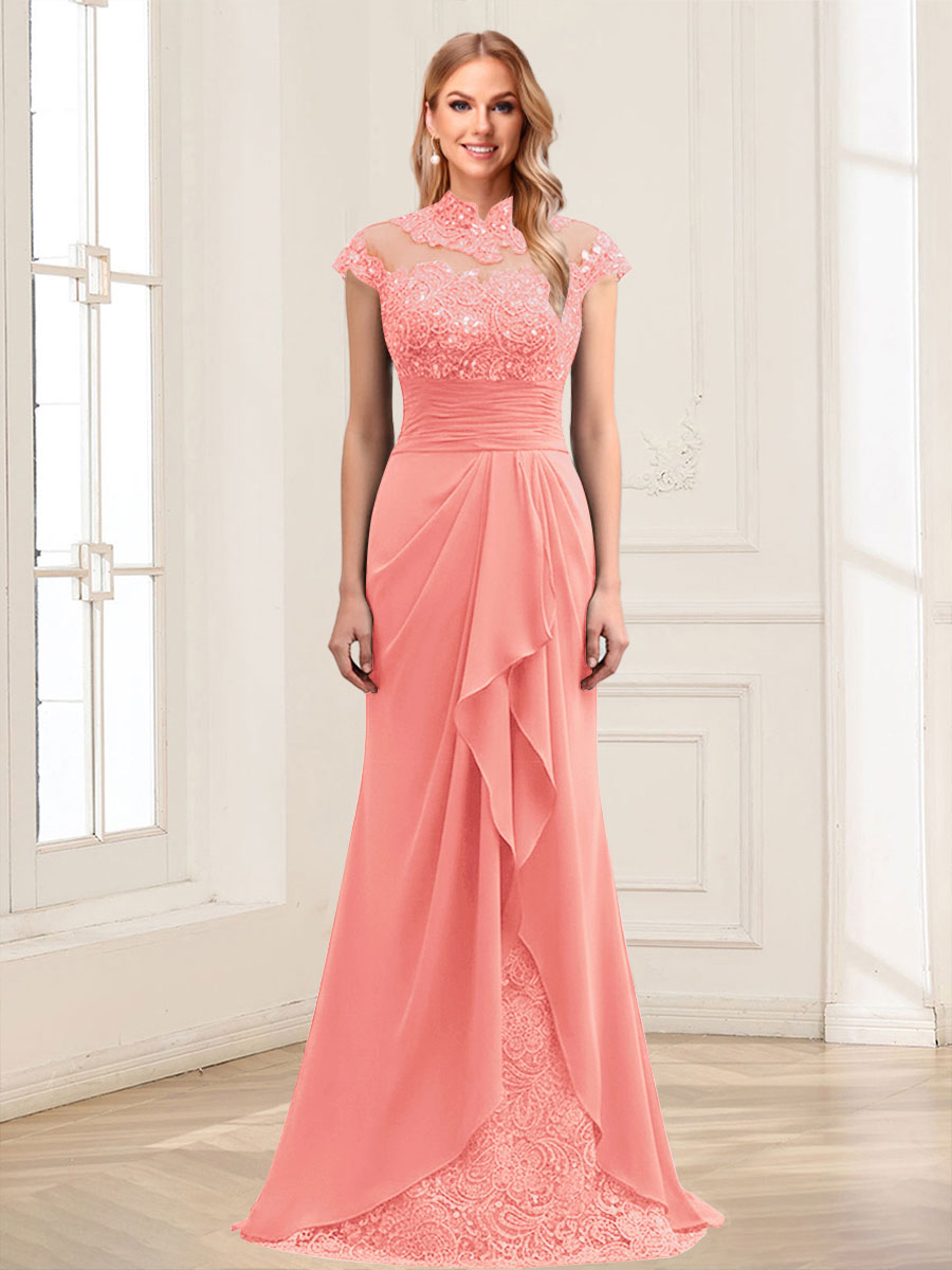 Sheath/Column Scoop Sleeveless Floor-Length Mother of the Bride Dresses with Lace &amp; Applique
