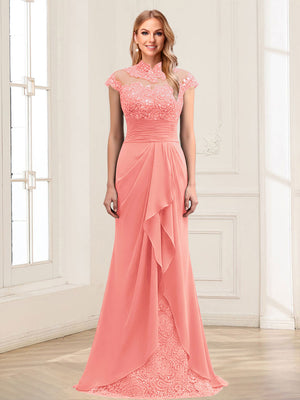 Sheath/Column Scoop Sleeveless Floor-Length Mother of the Bride Dresses with Lace & Applique