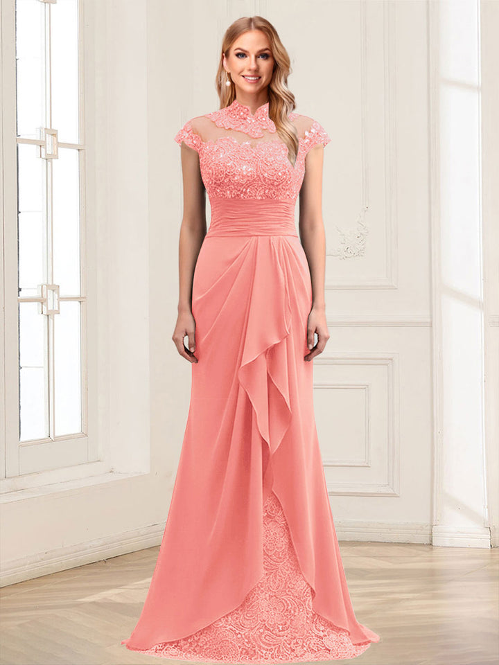 Sheath/Column Scoop Sleeveless Floor-Length Mother of the Bride Dresses with Lace &amp; Applique