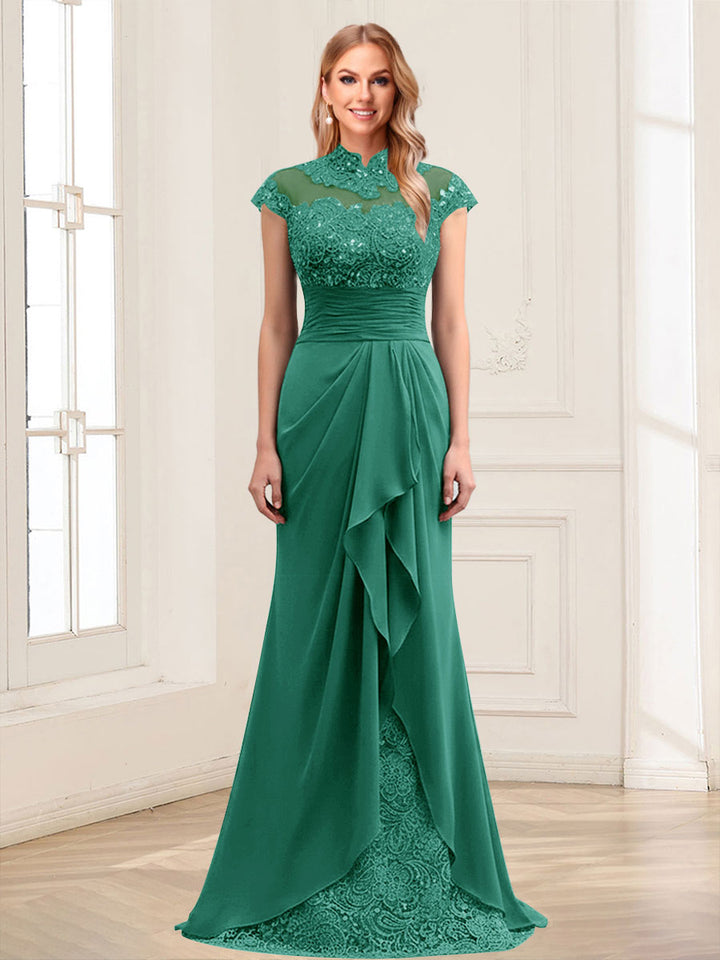 Sheath/Column Scoop Sleeveless Floor-Length Mother of the Bride Dresses with Lace &amp; Applique