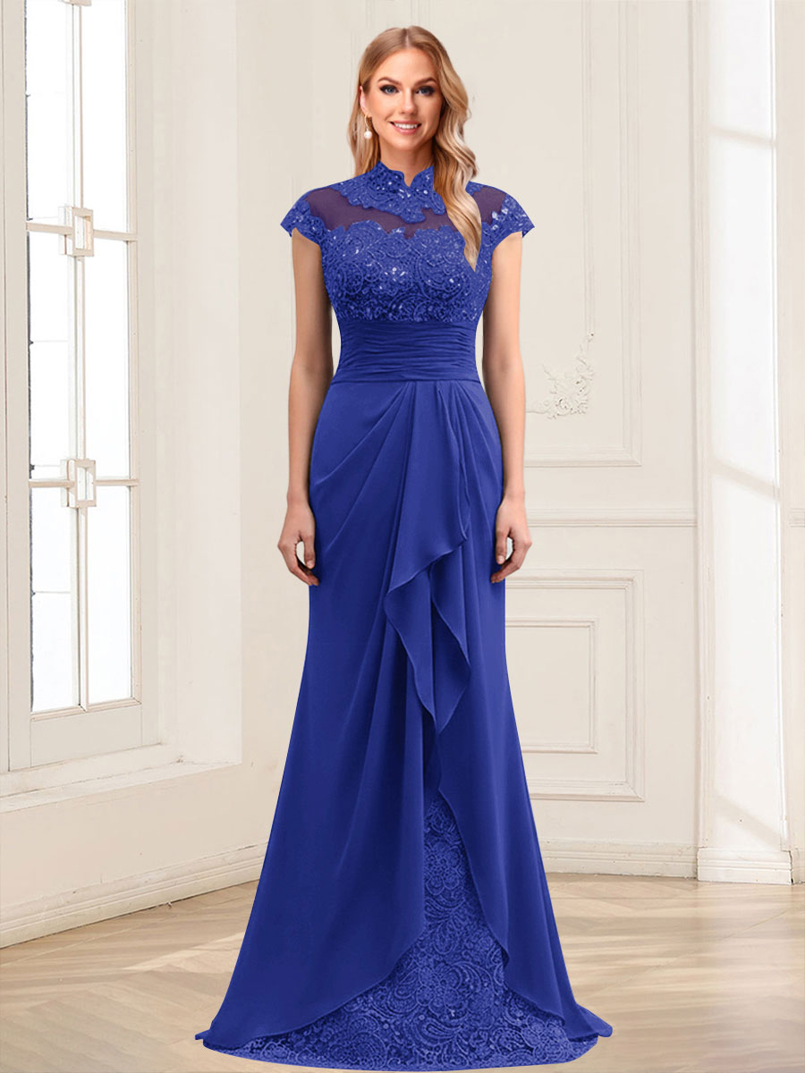 Sheath/Column Scoop Sleeveless Floor-Length Mother of the Bride Dresses with Lace &amp; Applique