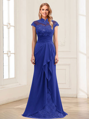 Sheath/Column Scoop Sleeveless Floor-Length Mother of the Bride Dresses with Lace & Applique