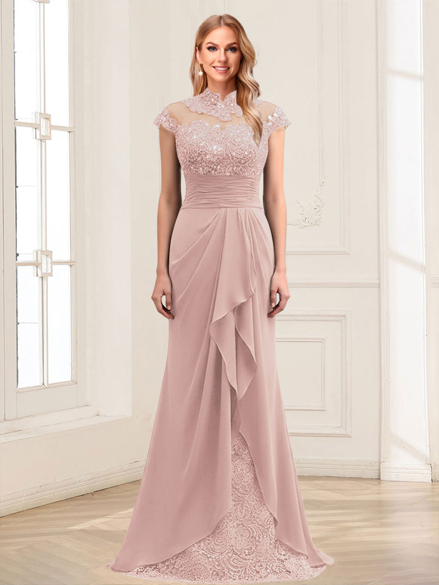 Sheath/Column Scoop Sleeveless Floor-Length Mother of the Bride Dresses with Lace &amp; Applique