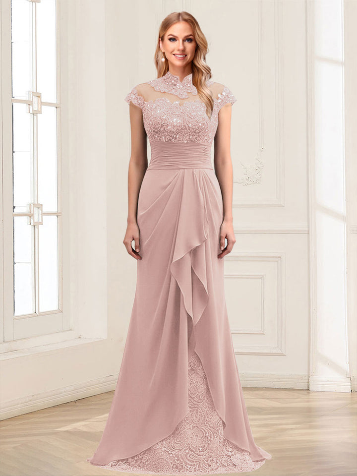 Sheath/Column Scoop Sleeveless Floor-Length Mother of the Bride Dresses with Lace &amp; Applique