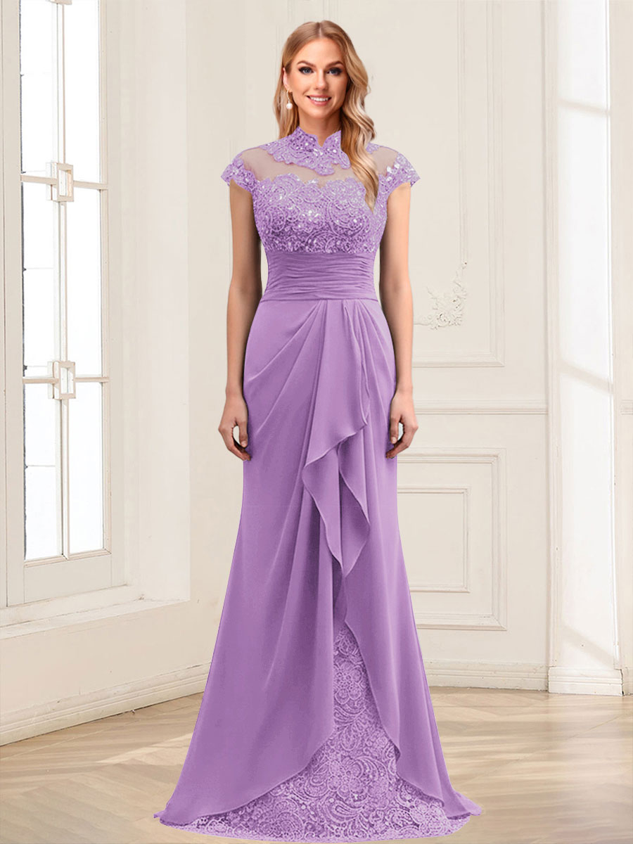 Sheath/Column Scoop Sleeveless Floor-Length Mother of the Bride Dresses with Lace &amp; Applique