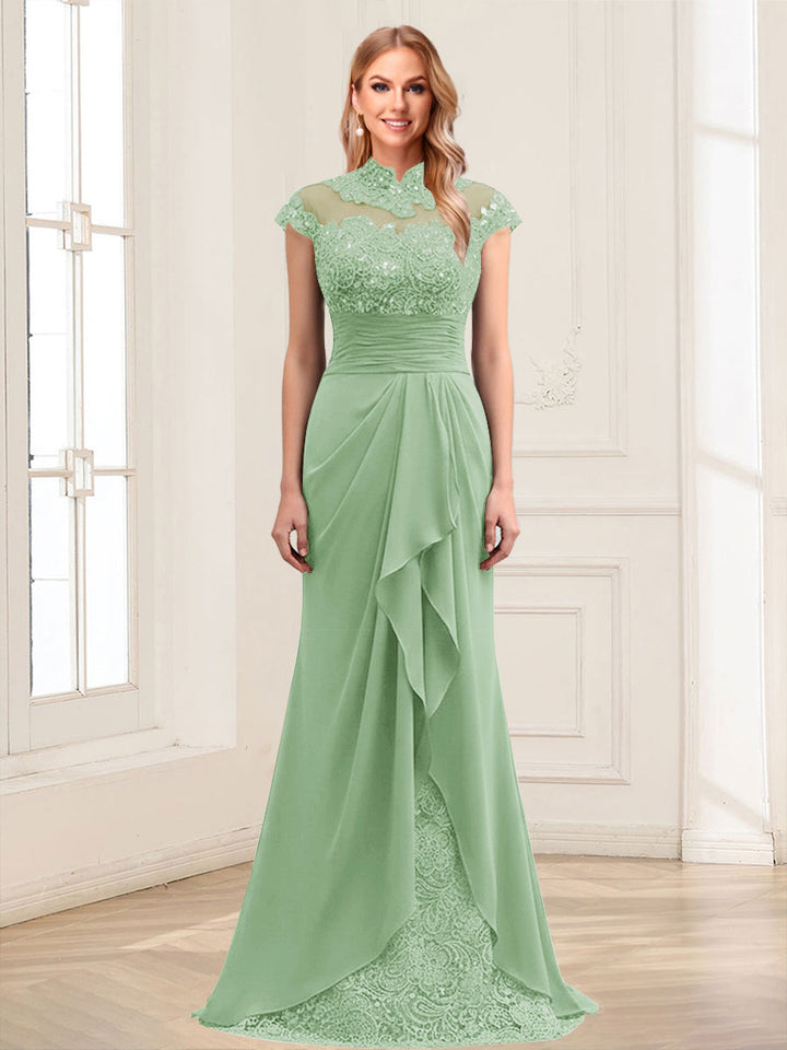 Sheath/Column Scoop Sleeveless Floor-Length Mother of the Bride Dresses with Lace &amp; Applique