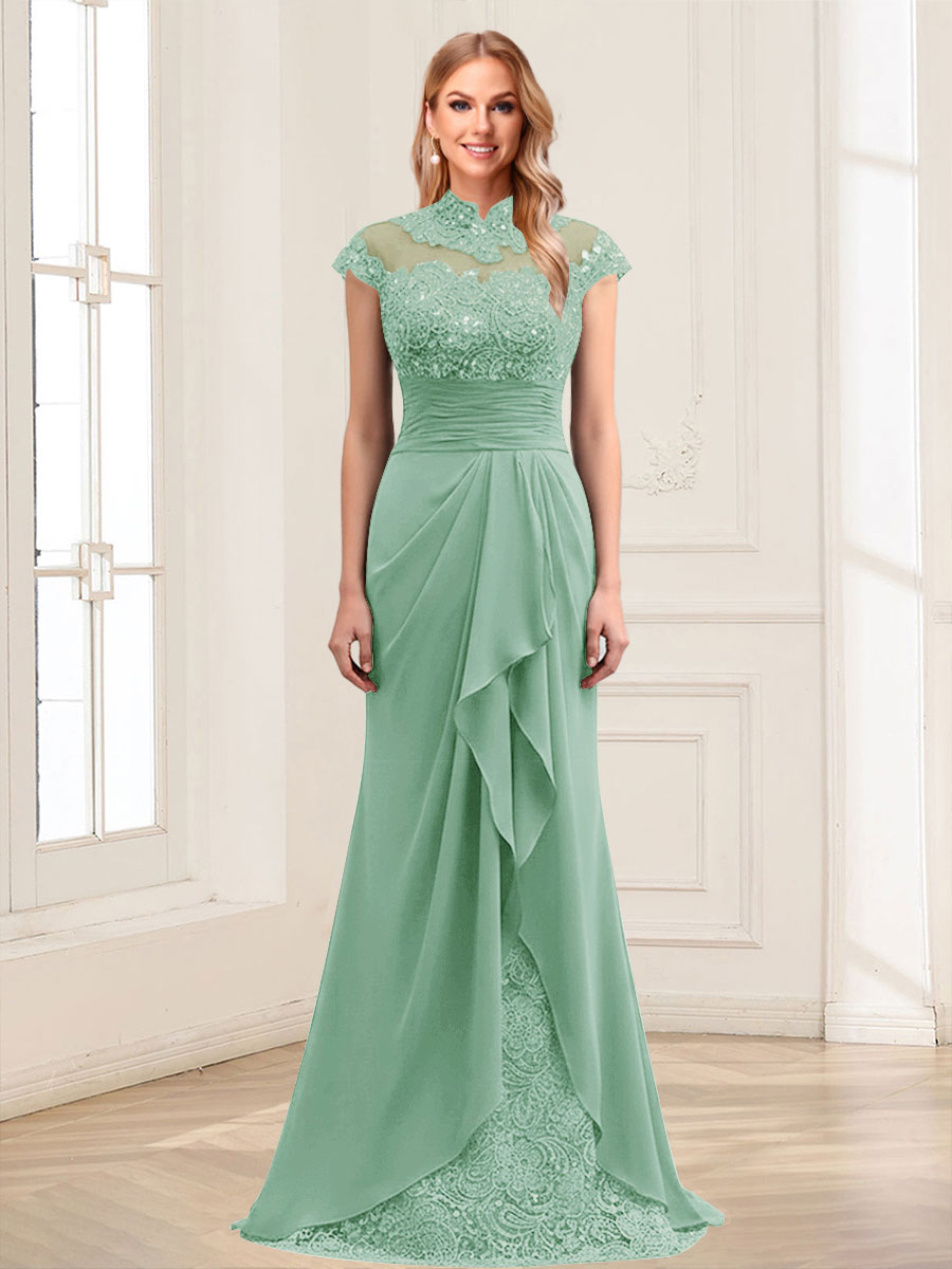 Sheath/Column Scoop Sleeveless Floor-Length Mother of the Bride Dresses with Lace &amp; Applique