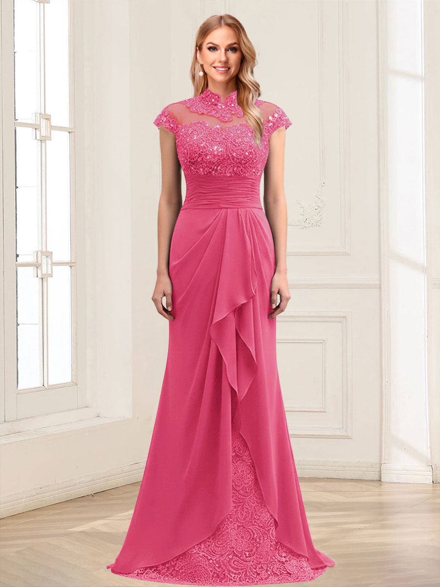 Sheath/Column Scoop Sleeveless Floor-Length Mother of the Bride Dresses with Lace &amp; Applique