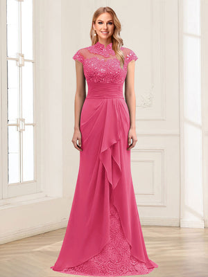 Sheath/Column Scoop Sleeveless Floor-Length Mother of the Bride Dresses with Lace & Applique