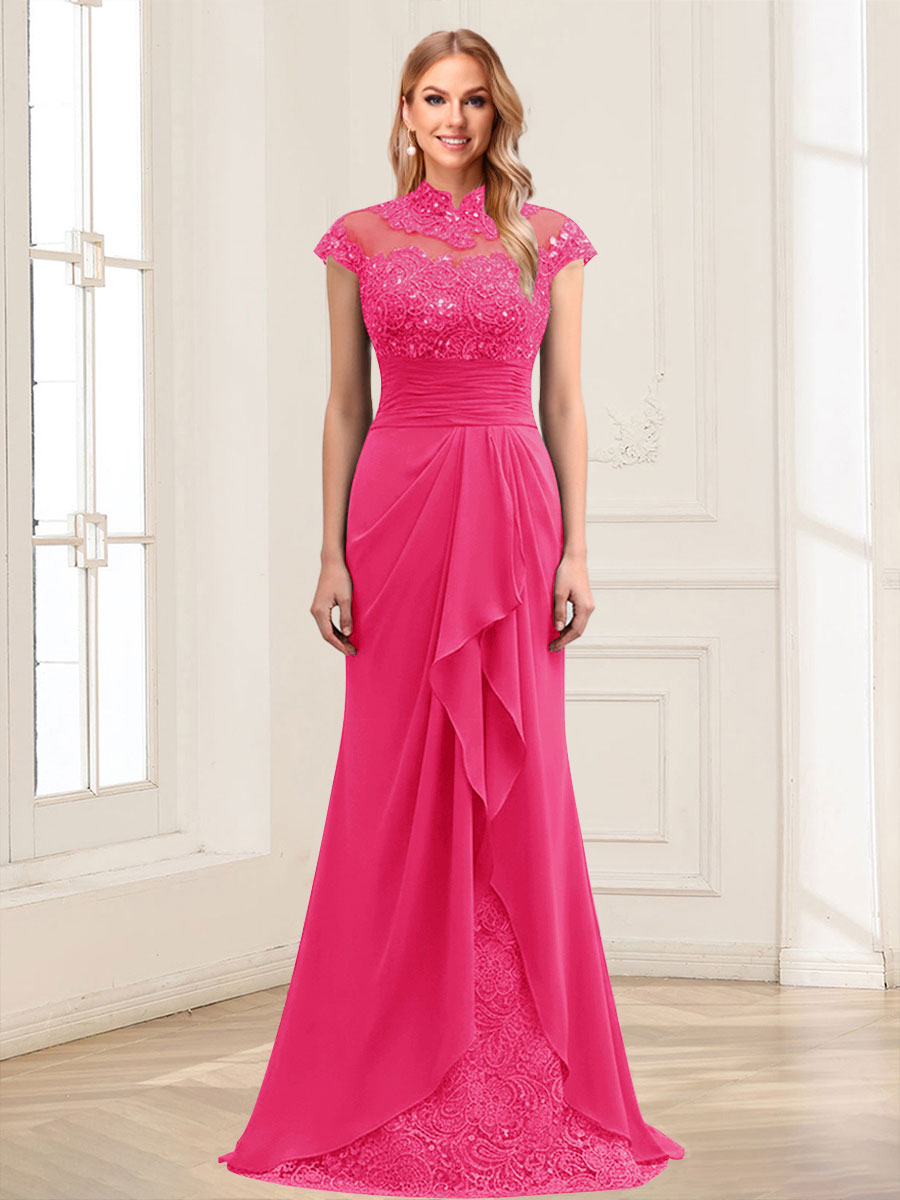 Sheath/Column Scoop Sleeveless Floor-Length Mother of the Bride Dresses with Lace &amp; Applique