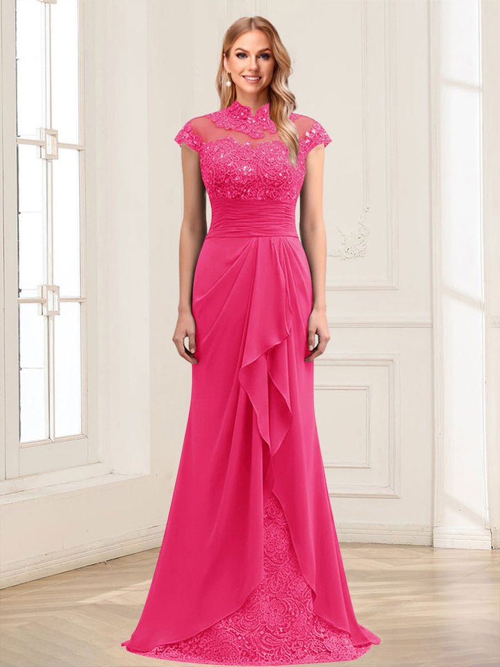 Sheath/Column Scoop Sleeveless Floor-Length Mother of the Bride Dresses with Lace &amp; Applique