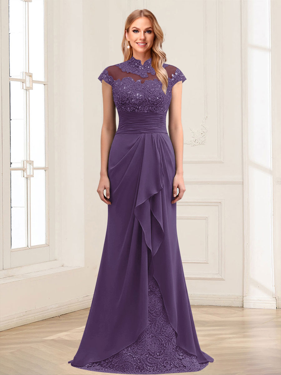 Sheath/Column Scoop Sleeveless Floor-Length Mother of the Bride Dresses with Lace &amp; Applique