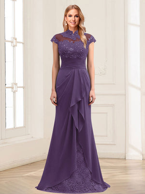 Sheath/Column Scoop Sleeveless Floor-Length Mother of the Bride Dresses with Lace & Applique