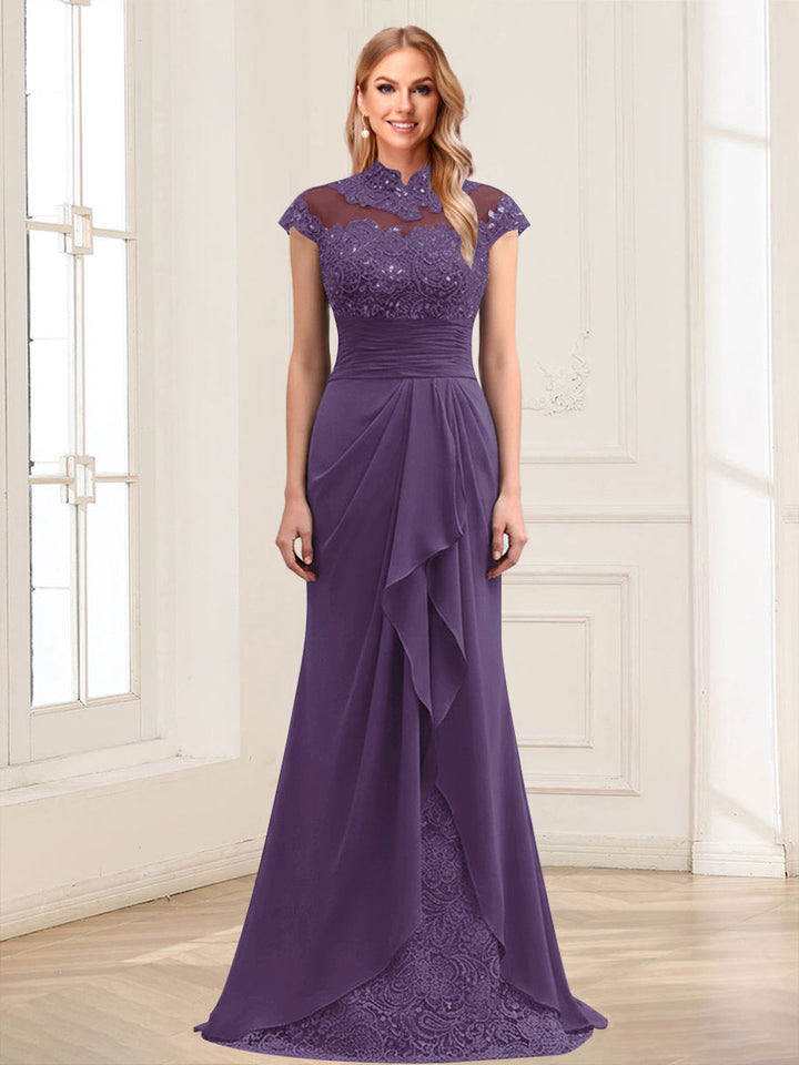 Sheath/Column Scoop Sleeveless Floor-Length Mother of the Bride Dresses with Lace &amp; Applique