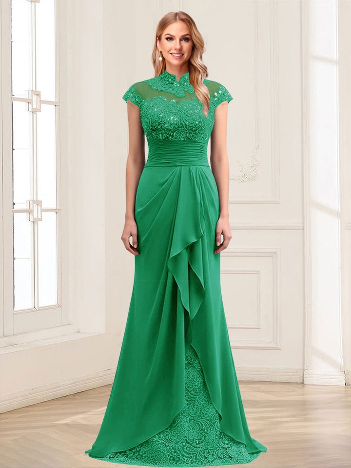 Sheath/Column Scoop Sleeveless Floor-Length Mother of the Bride Dresses with Lace &amp; Applique