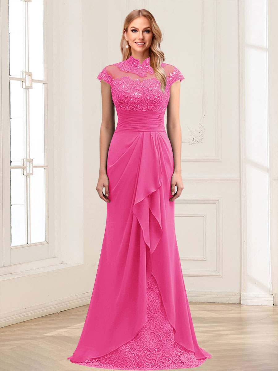 Sheath/Column Scoop Sleeveless Floor-Length Mother of the Bride Dresses with Lace &amp; Applique