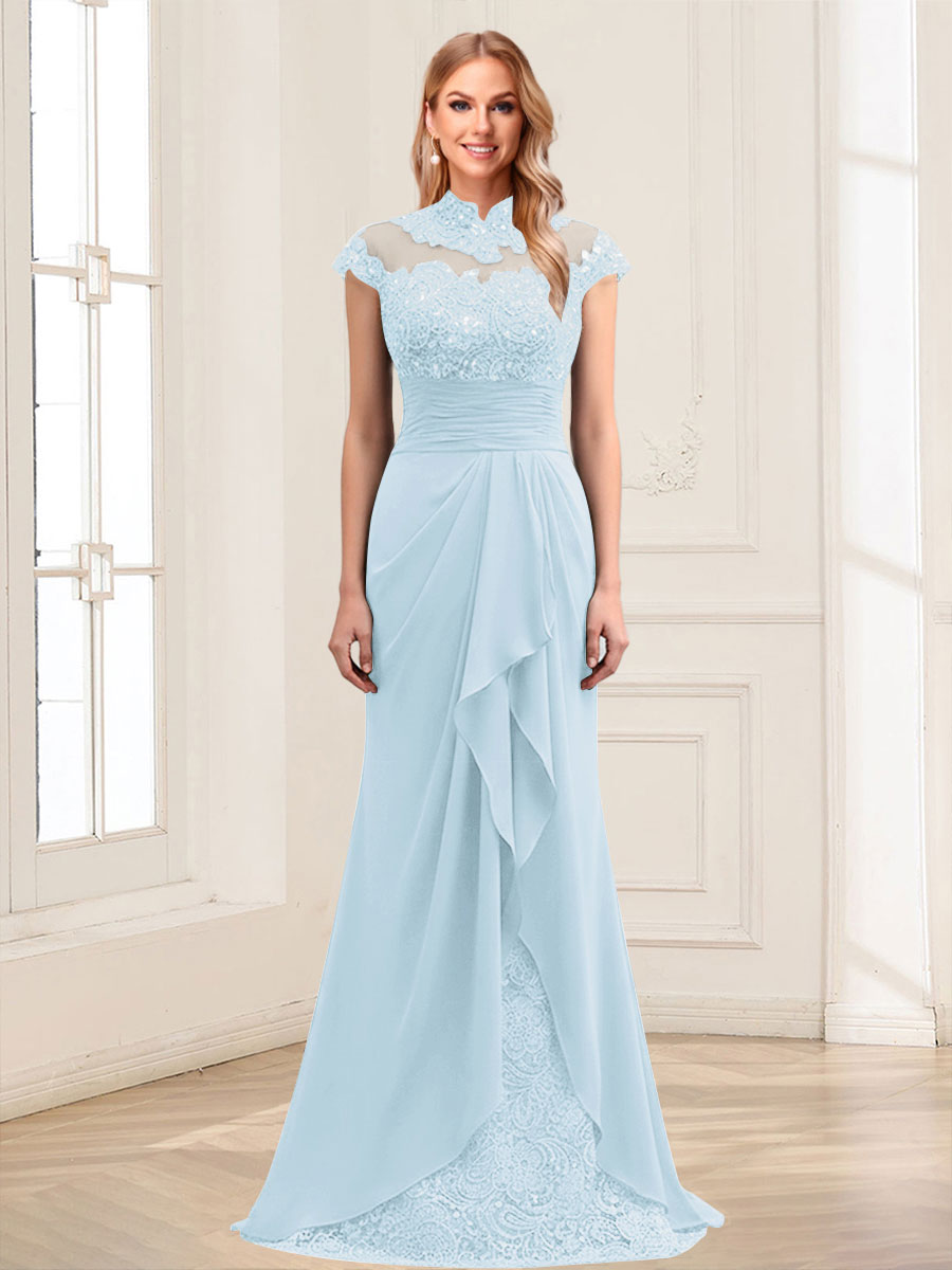 Sheath/Column Scoop Sleeveless Floor-Length Mother of the Bride Dresses with Lace &amp; Applique